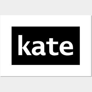 Kate Minimal First Name Typography White Text Posters and Art